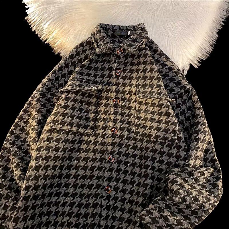Trendy brand men's and women's houndstooth winter jackets, spring and autumn small fragrance style couple wear, versatile