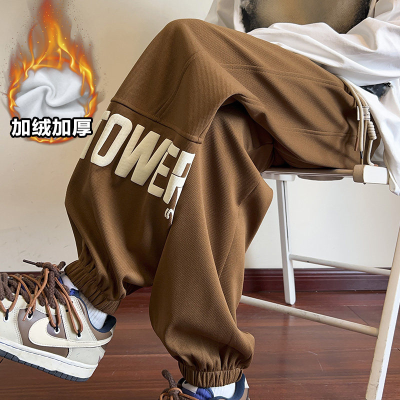 Thin style plus velvet pineapple plaid trendy men's large size leggings sweatpants
