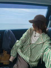 American lazy cardigan striped sweatshirt jacket women's new hooded chic Hong Kong style top