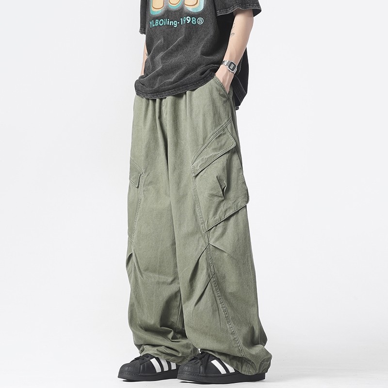 American high street niche casual pants for men, personalized workwear, versatile loose long pants