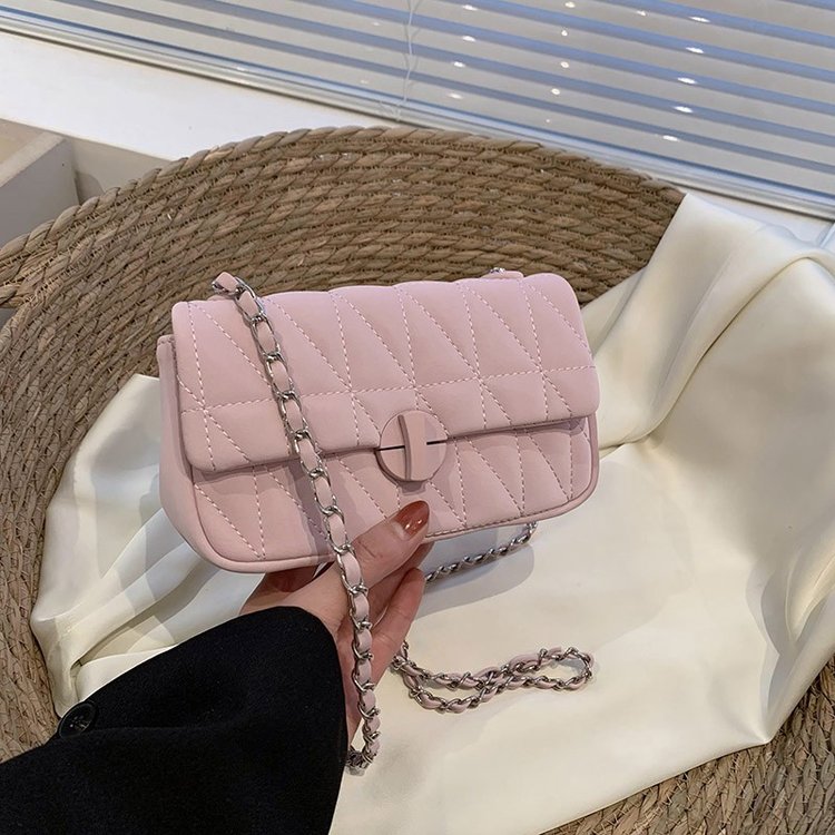 2024 spring and summer new high-end textured small bag women's rhombus chain shoulder armpit bag versatile crossbody small square bag
