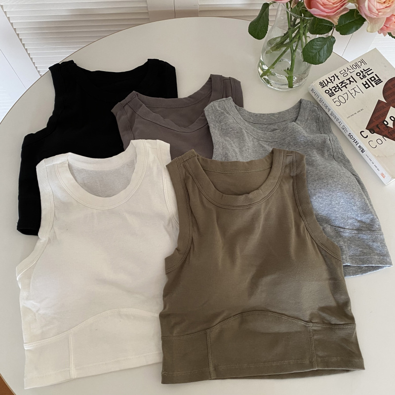 Actual shot and real price~Summer Korean version versatile solid color inner vest for women slim and beautiful back tube top outer wear chest strap