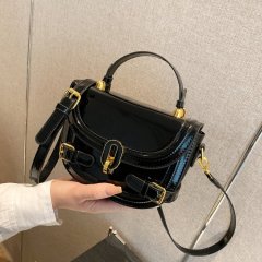 High-end textured small bag for women spring and summer new popular versatile ins crossbody bag patent leather handheld small square bag