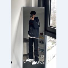 Buttoned American high street trendy straight-leg versatile jeans