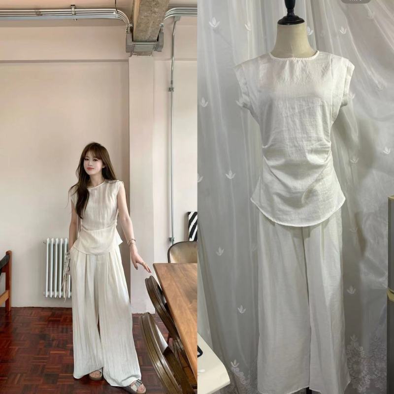 Waisted shirt + wide leg pants
