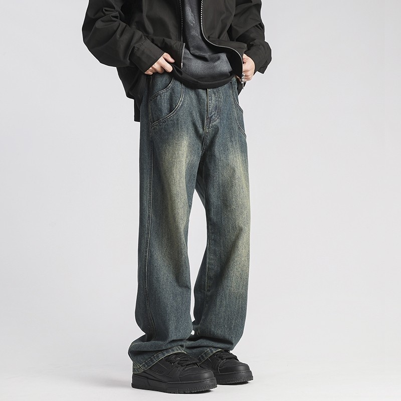 Autumn and winter American high street niche jeans for men, personalized and versatile casual pants