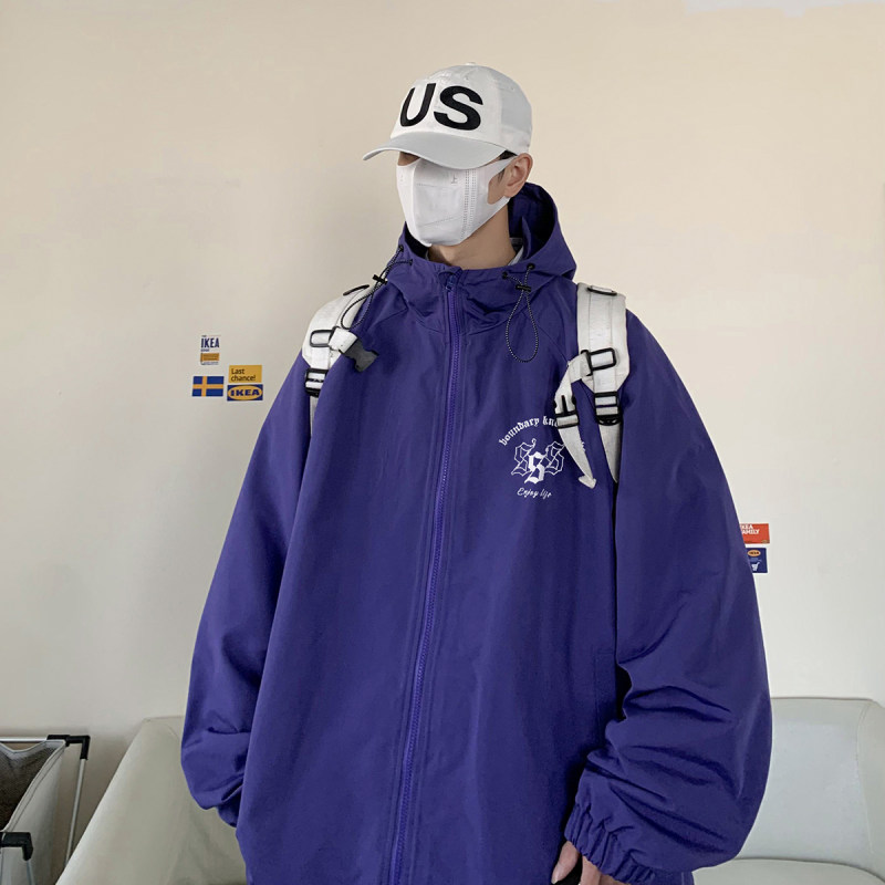 Hong Kong style autumn loose high quality hooded waterproof jacket