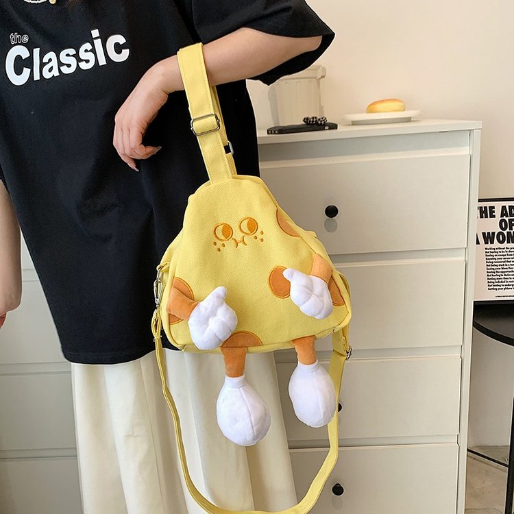 Foreign trade bag large capacity cheese cheese cross-body bag girl canvas shoulder bag college student class tote bag