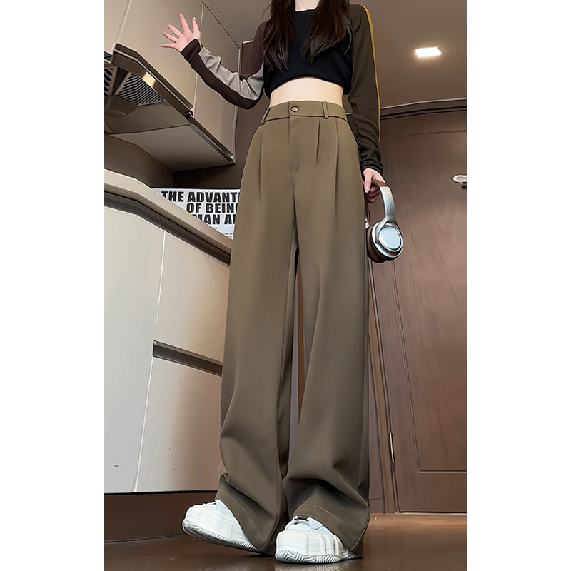 No price difference, autumn new pleated woolen floor-length trousers for men, high-end woolen material, neutral wide-leg pants