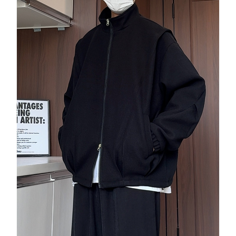 New style pleated woolen coats, men's woolen coats, loose and versatile woolen jackets, trendy tops