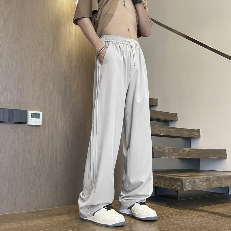 High-end floor mopping trousers, trendy ice silk texture, no ironing, soft and falling ice oxygen casual trousers