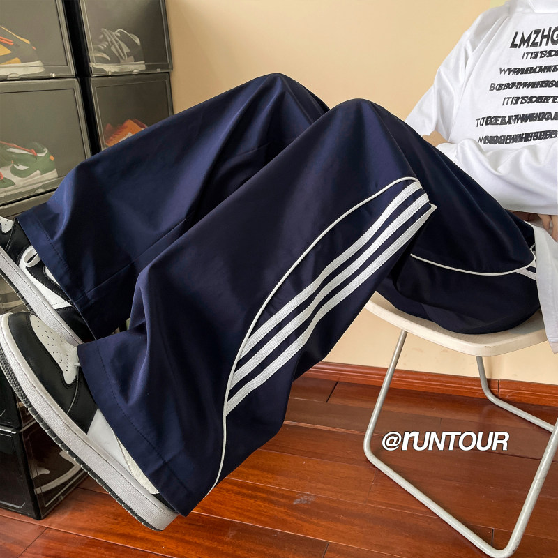 Striped Drape Casual Pants Men's Spring Loose Straight Sweatpants Sports Pants