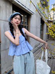 Actual photos and real prices ~ New square neck vest, loose outer wear, versatile girl's suspender baby top