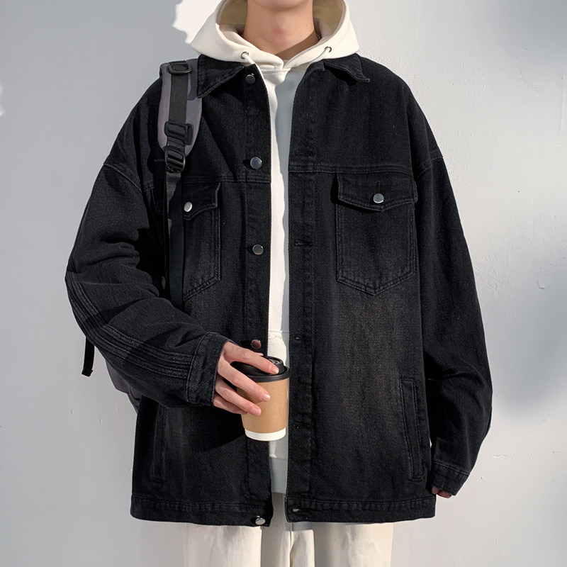 New autumn style Hong Kong style light and shadow wall large size fashionable denim jacket