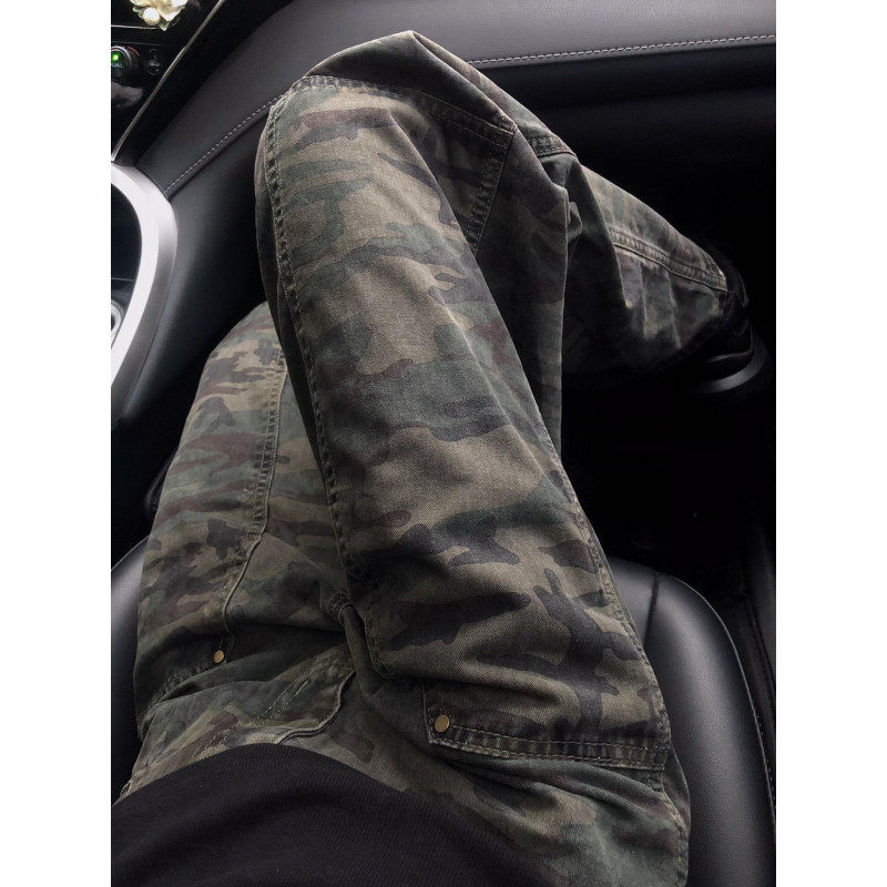Hip-hop street camouflage jeans for men and women loose straight overalls