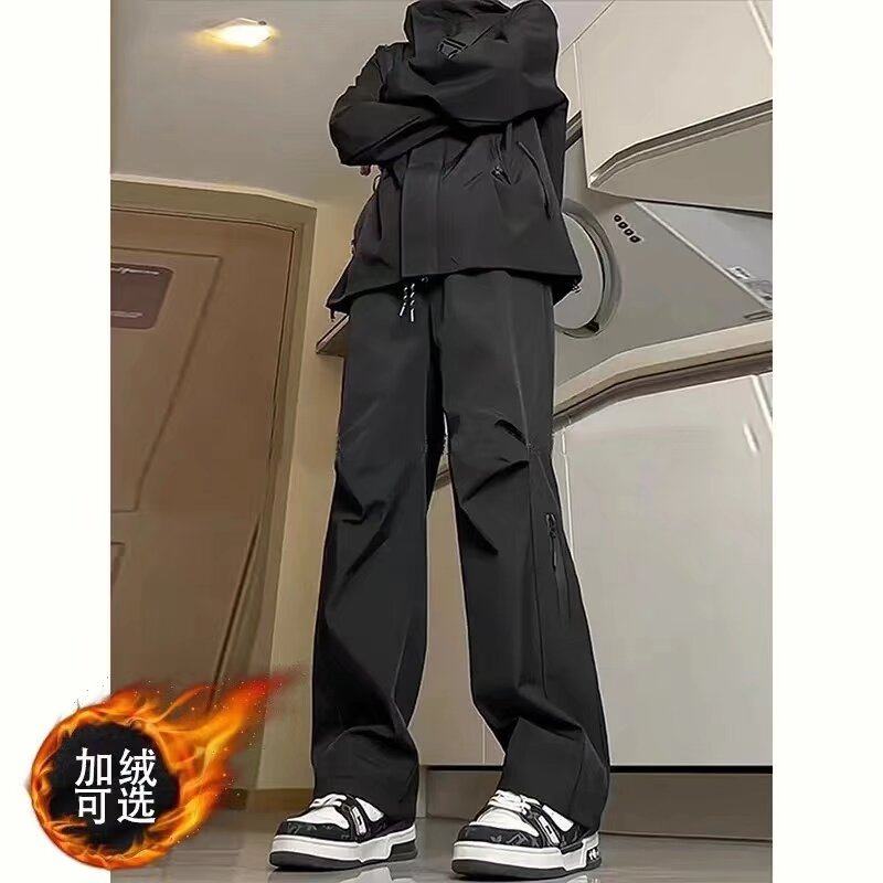 [Fleet waterproof small Oxford warm casual trousers outdoor zipper waterproof hiking pants