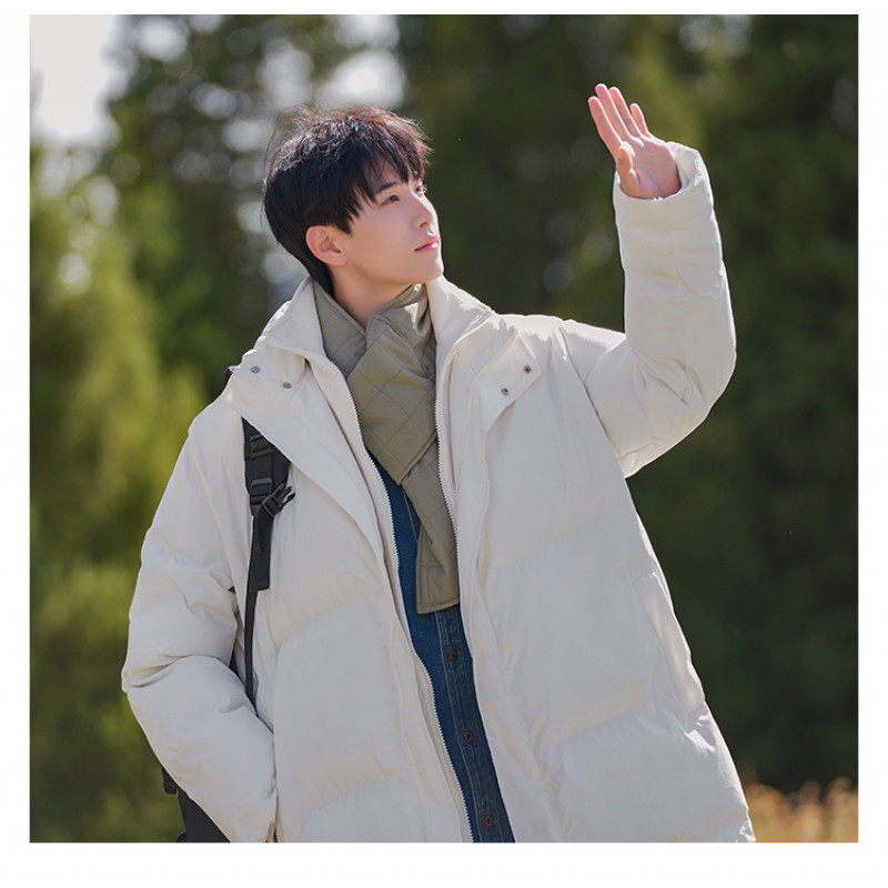 Fake two-piece ins Hong Kong style loose American style warm down jacket