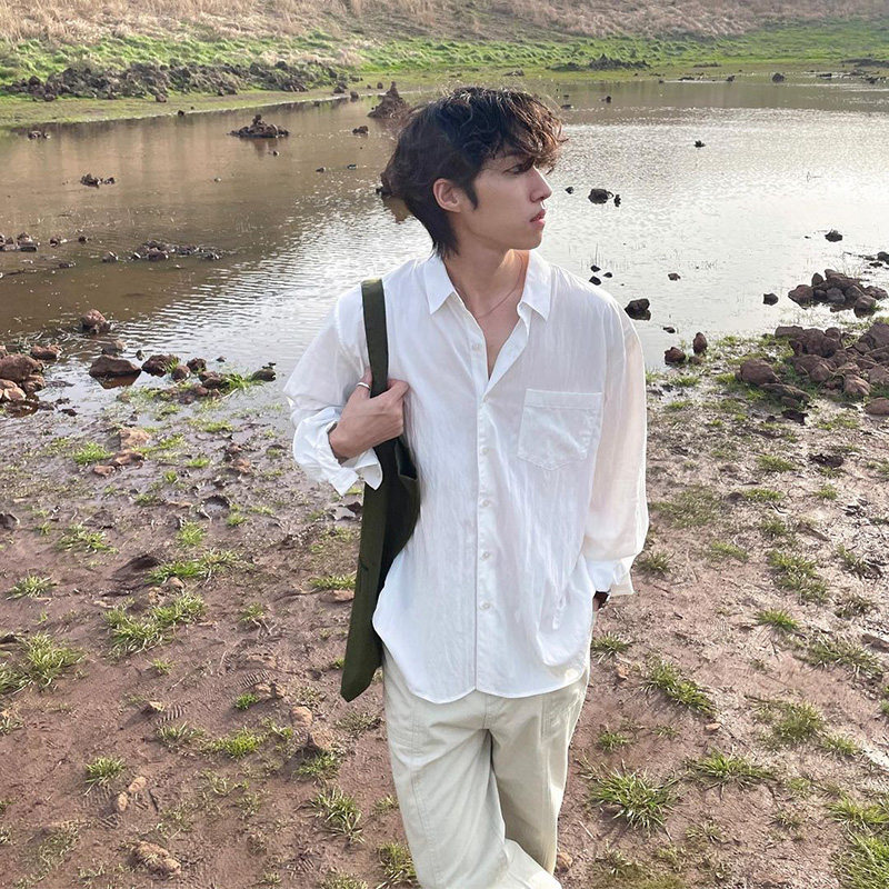 UPF50+ outdoor anti-UV breathable thin sun protection skin clothing long-sleeved shirt for men