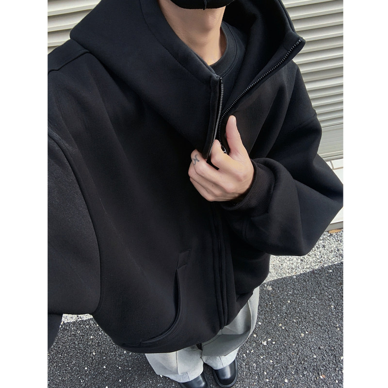 Autumn clothing 500g large size couple hooded sweatshirt oversisz thick zipper jacket for men and women
