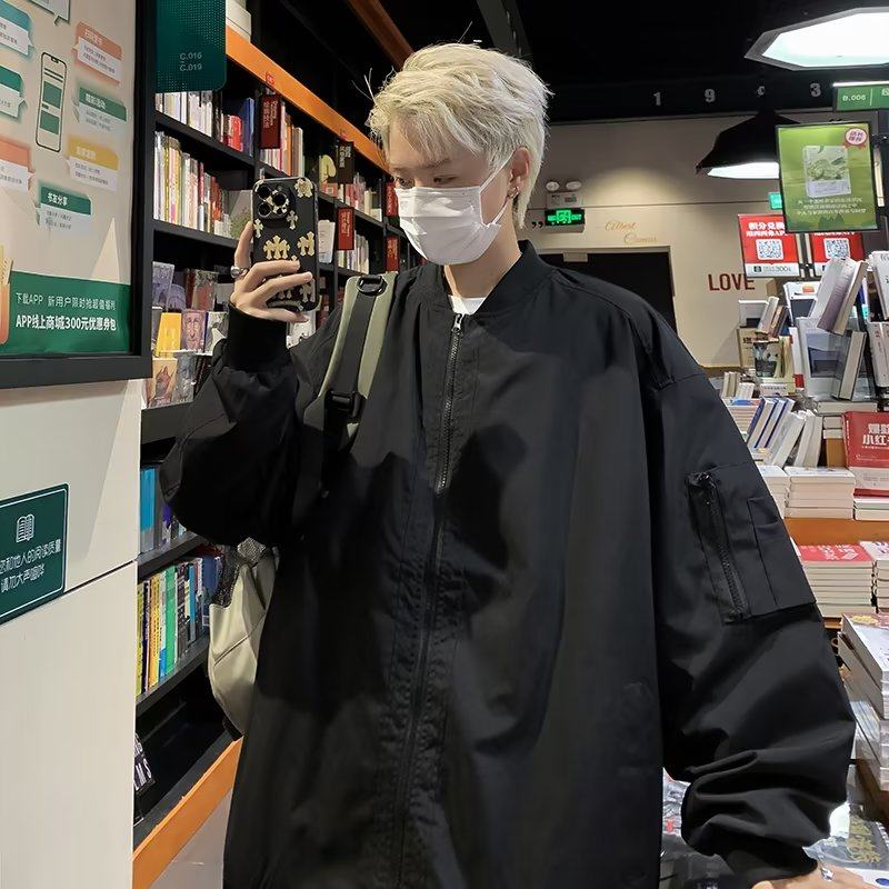 Workwear retro jacket men's trendy and handsome Hong Kong style high street jacket spring and autumn new baseball uniform