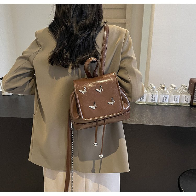 Simple Butterfly Backpack Women's 2024 New Trendy Korean College Style Backpack Versatile Student Class Bag