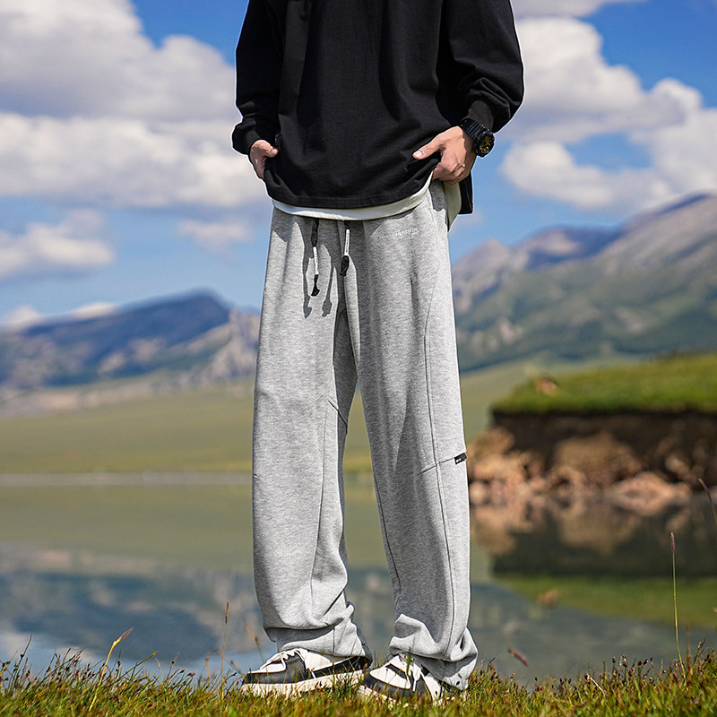 Gray Heavyweight Sweatpants Men's Fall Loose Versatile Sports Pants Straight Long Pants