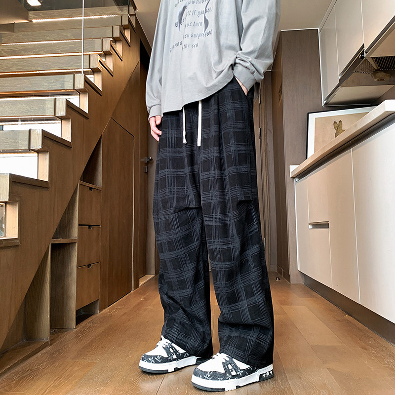 Extended!  New Chinese Style Loose Plaid Casual Pants Men's Pineapple Pants Draped Trousers
