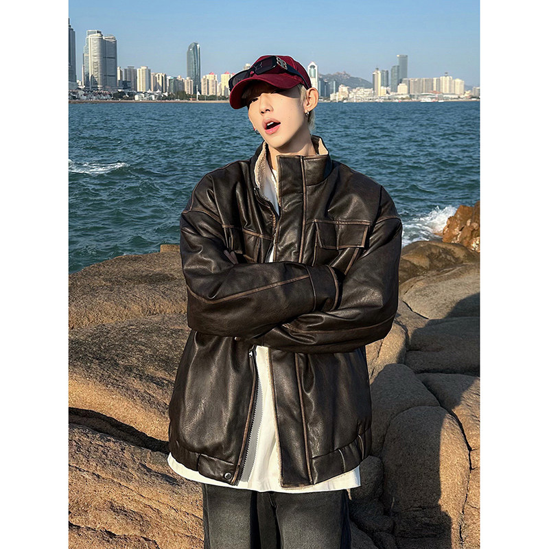 Winter new style distressed and rubbed fur all-in-one cotton coat
