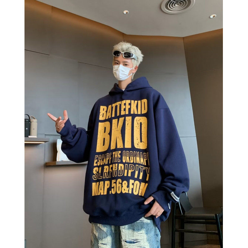 Autumn men's hooded sweatshirt letter print loose jacket