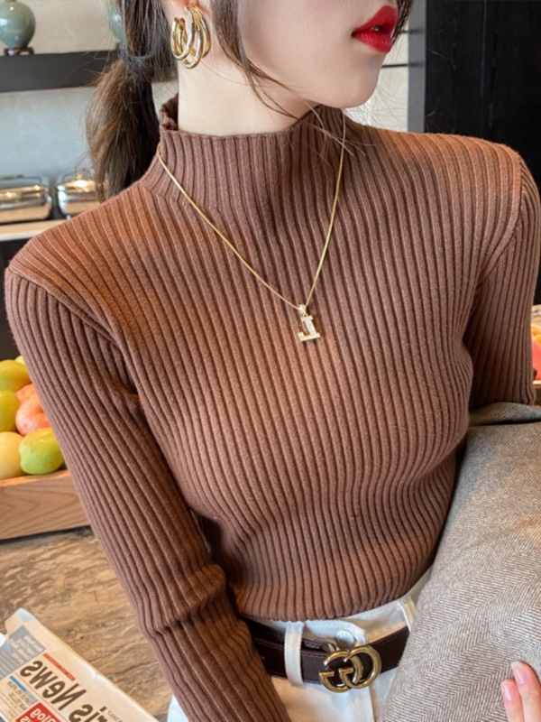 Half-turtleneck sweater bottoming shirt for women autumn and winter 2024 new hot style inner top fashionable style knitted sweater