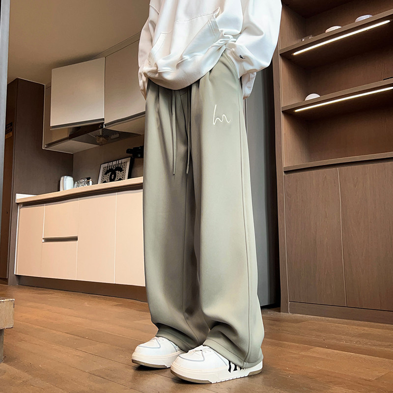 Men's loose Korean version of sweatpants, versatile ins casual pants, versatile trendy sports pants, spring and autumn trendy brand wide-leg straight pants