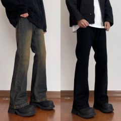 Autumn and winter straight-leg rust-colored jeans with slight bootcut