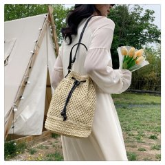 Dropshipping, simple and fashionable woven bag, niche and versatile handbag, beautiful crossbody bucket woven bag, beach bag