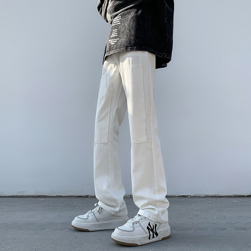American ins high street dark niche embroidered slim fit casual pants
