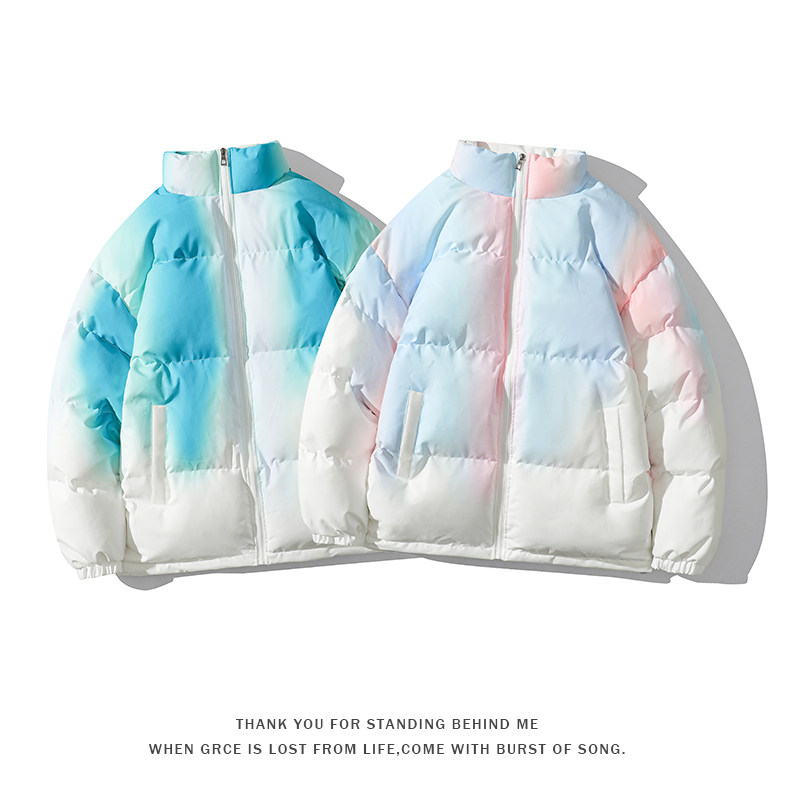 Down cotton coat men's loose large size thickened couple's cotton coat cotton jacket bread jacket