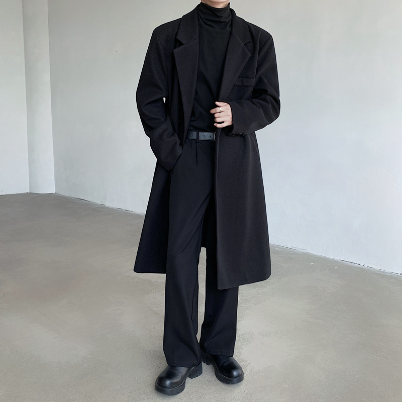 Mid-length woolen coat for men, new spring and autumn cotton coat, high-end British windbreaker