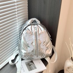 Bow embroidered cloud backpack women's travel lightweight school bag girl college student small backpack