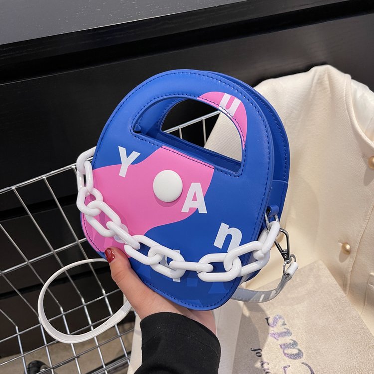 Mini niche bag for women spring and summer new fashion chain crossbody bag trendy print contrasting color single shoulder handbag