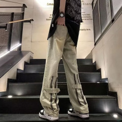 Jeans men's spring and autumn American high street handsome loose trendy brand wide-leg straight pants