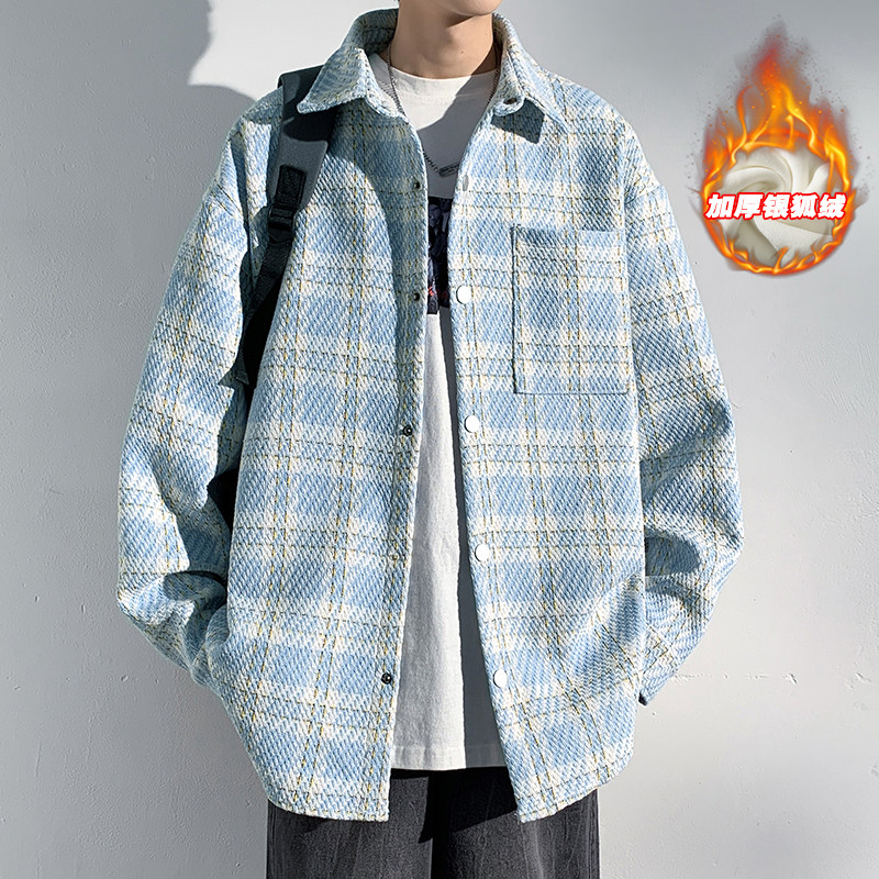 Men's high-end silver fox velvet jacket with thin style and thickened cotton style