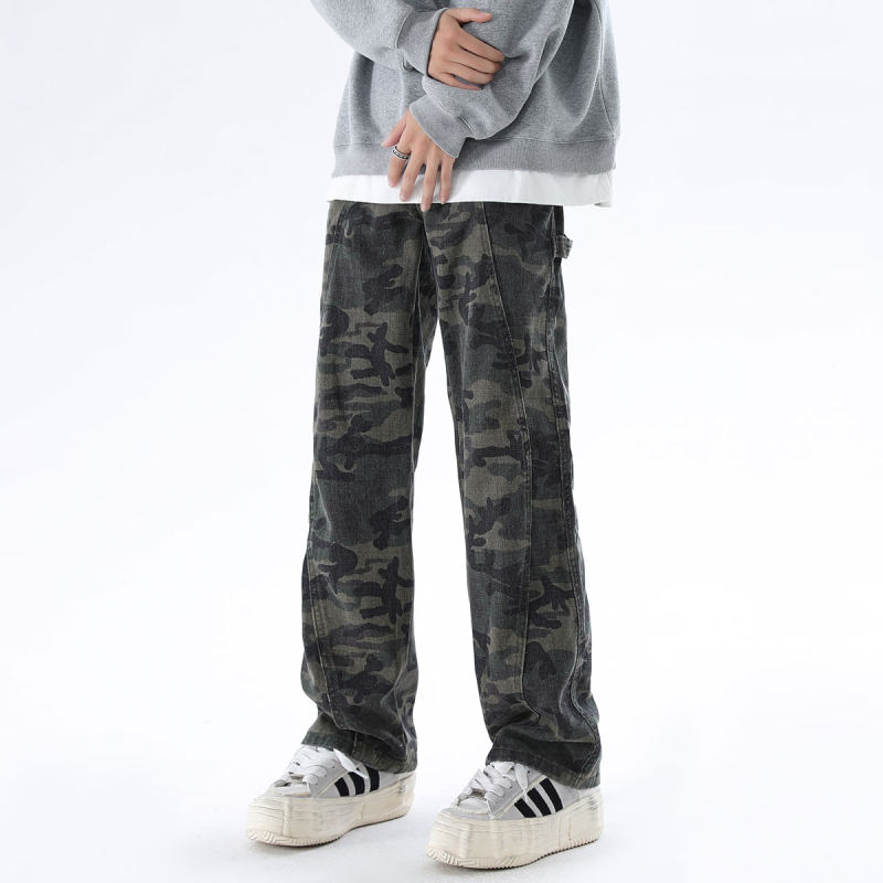 American camouflage pants heavily deconstructed and washed