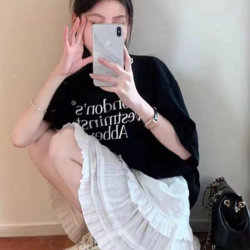 Sweet ruffled short skirt for women summer 2024 new Korean version slim and versatile elastic high-waist anti-exposure skirt