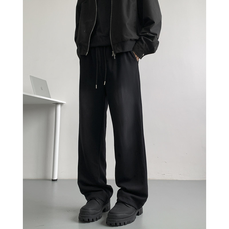 Washed Drapey Sweatpants Men's Autumn Trendy Distressed Straight Pants Casual Pants