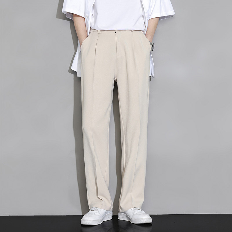 New summer men's thin straight loose ice silk casual trousers