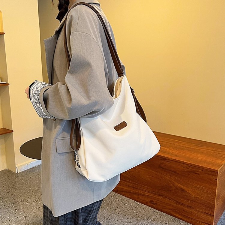 2024 Autumn and Winter New Canvas Tote Bag Multifunctional Shoulder Crossbody Bag Cross-border Foreign Trade Popular Contrast Color Women's Bag Approval