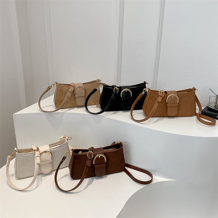 Simple retro niche design armpit bag for women 2024 new trendy style frosted casual one-shoulder cross-body small square bag