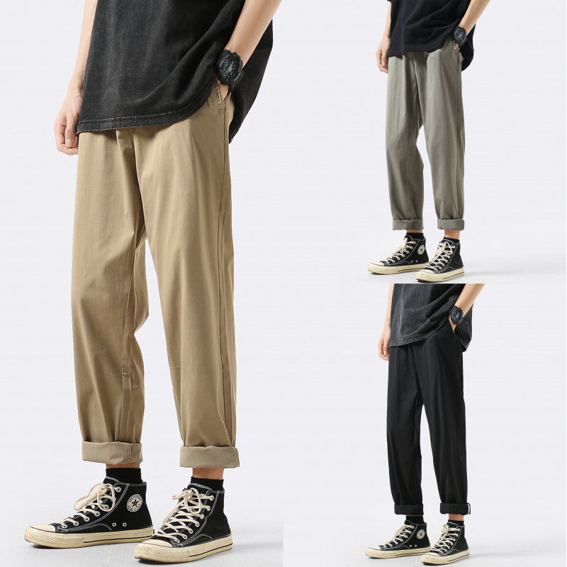 Overalls men's loose straight-leg Korean style nine-point casual pants autumn fashion brand trendy handsome wide-leg pants
