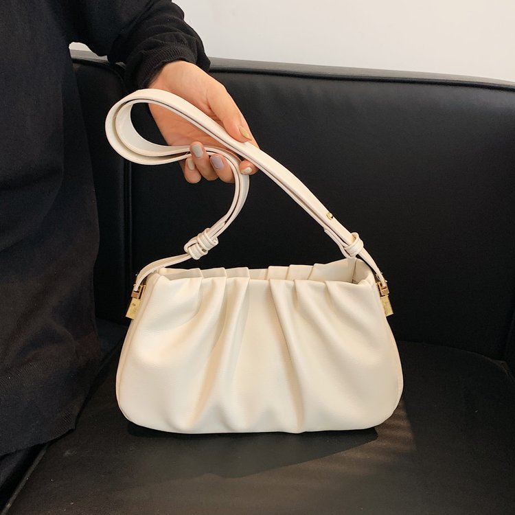 Handbags, high-end and exquisite 2024 new pleated bags, trendy genuine leather armpit bags, versatile shoulder bags for women