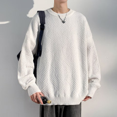 Autumn and winter casual large size diamond round neck sweater men's American retro ins sweater sweater