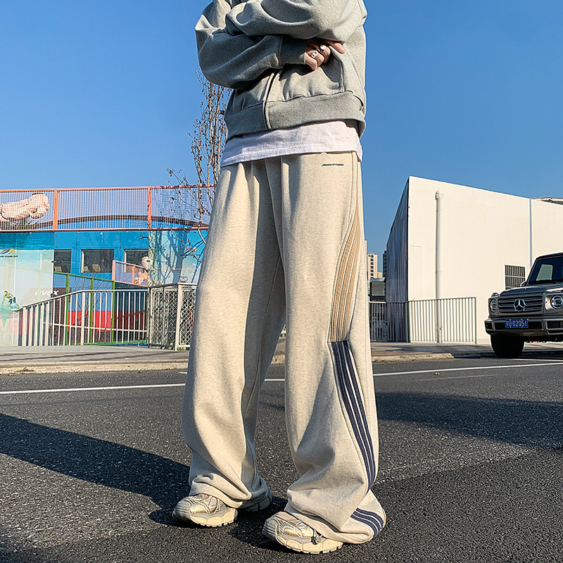 Japanese straight casual contrast striped sweatpants